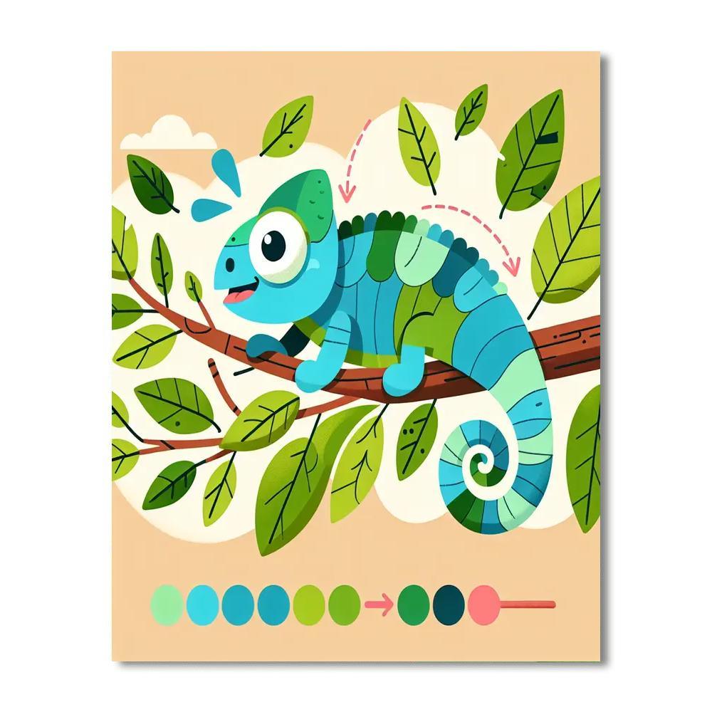 Rainbow Chameleon Painting By Numbers Kit