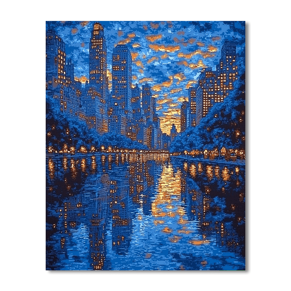 Edward Hopper Inspired Luminous City Reflections  Paint By Numbers Kits