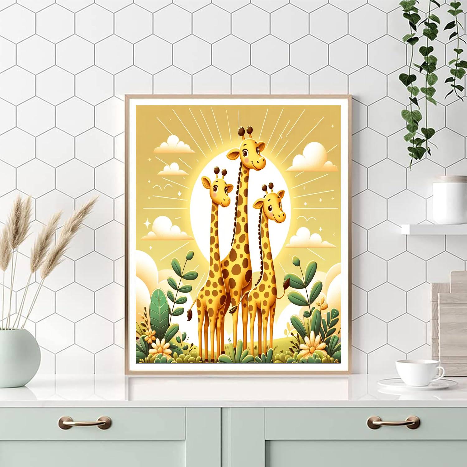 Charming Giraffe Family Numbered Painting Kits