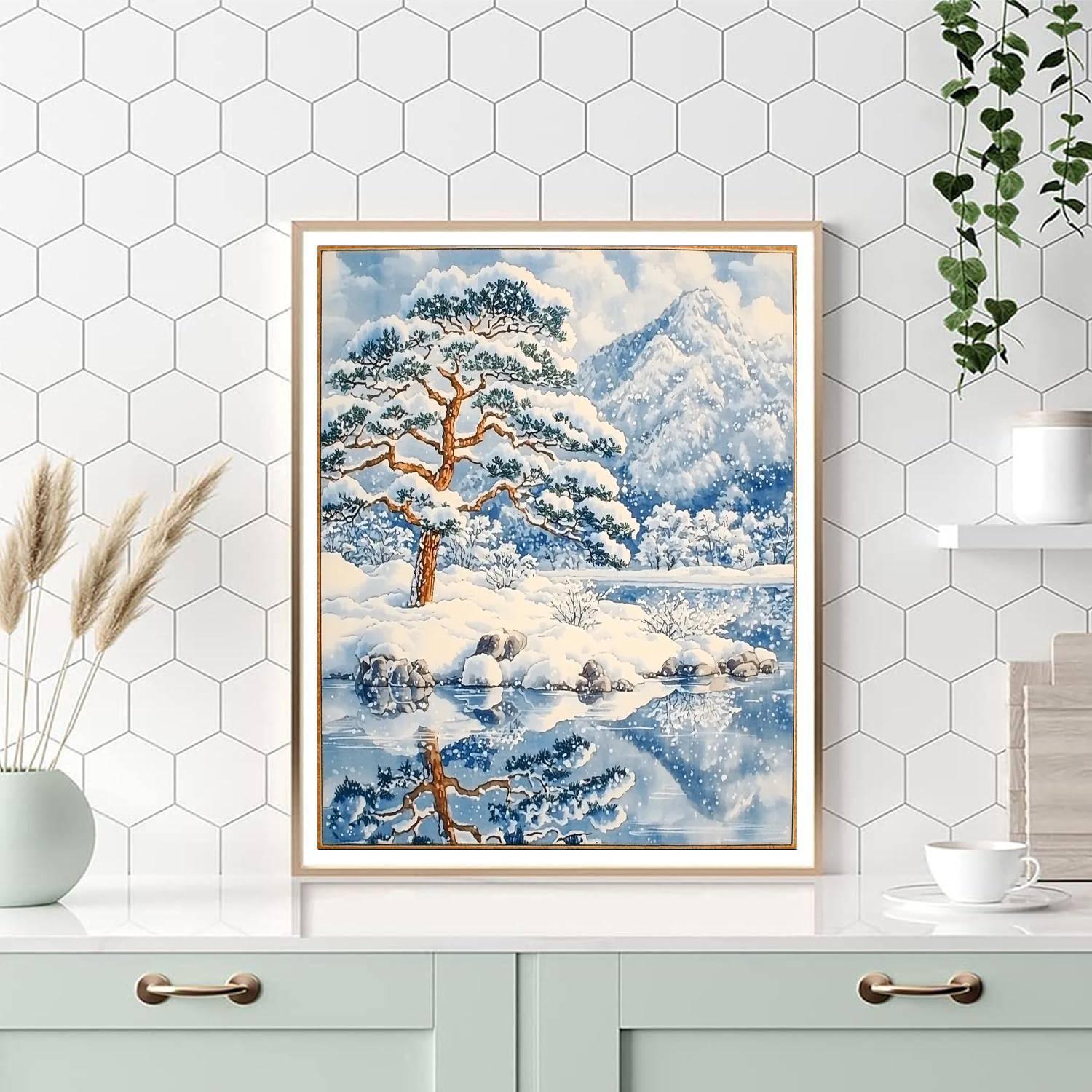 Katsushika Hokusai Inspired Hokusai's Snowy Serenity  Numbered Painting Kits