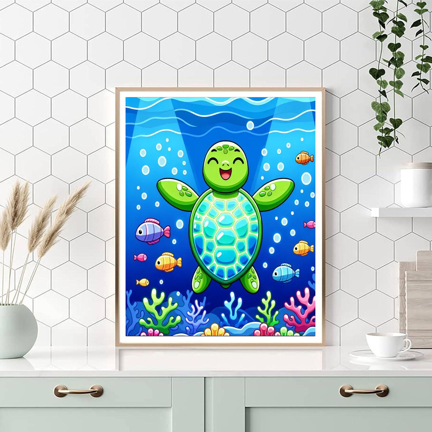 Sunny Sea Turtle DIY Paint By Numbers