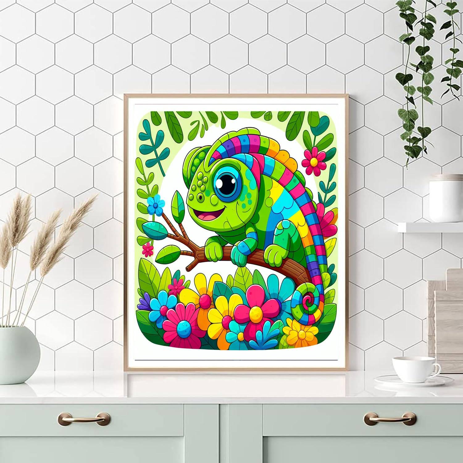 Silly Chameleon DIY Paint By Numbers