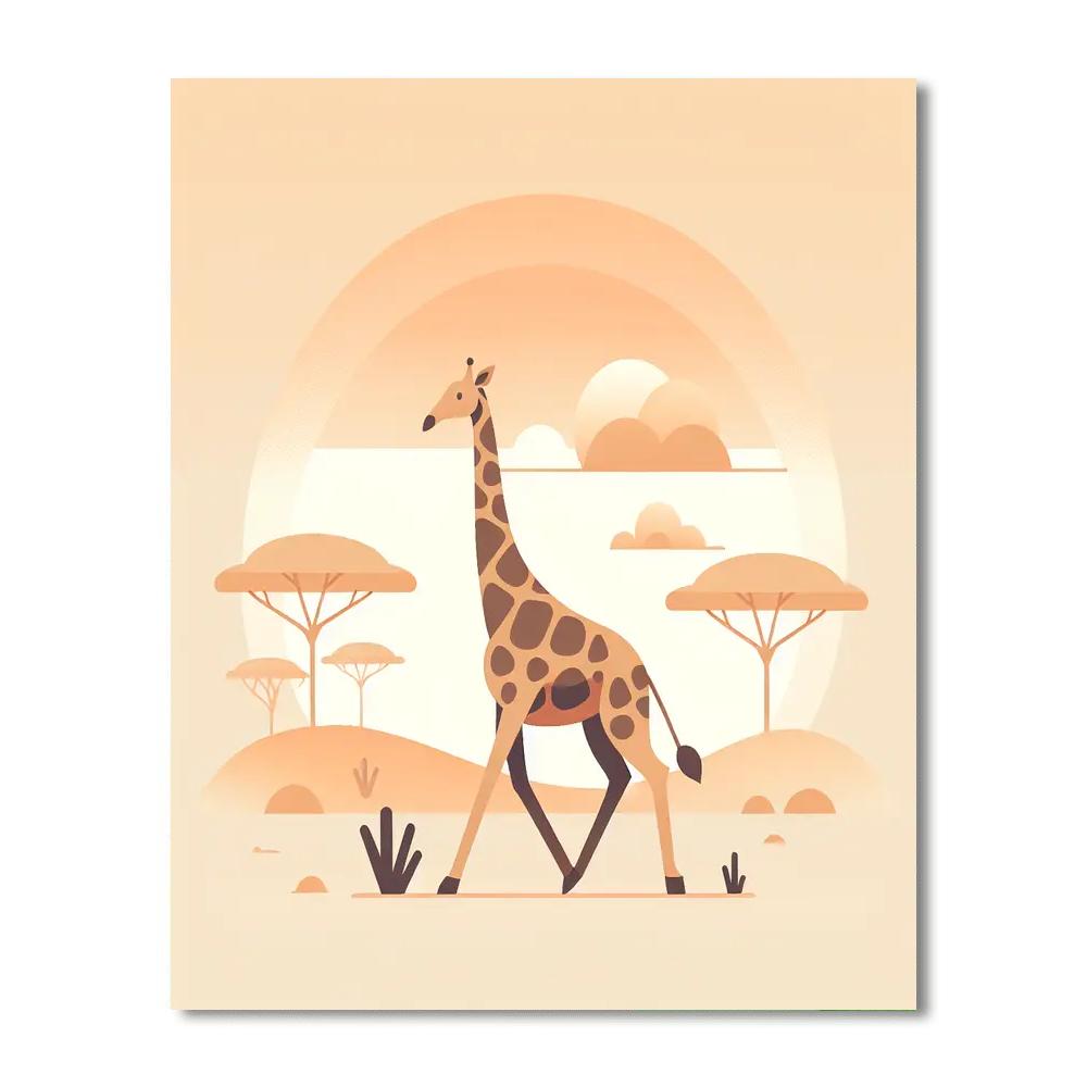 Giraffe's Gentle Journey Paint By Numbers Art