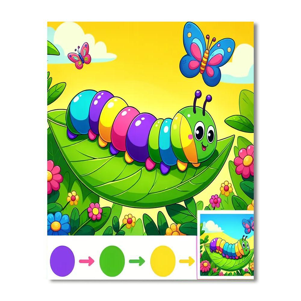 Whimsical Caterpillar DIY Paint By Numbers