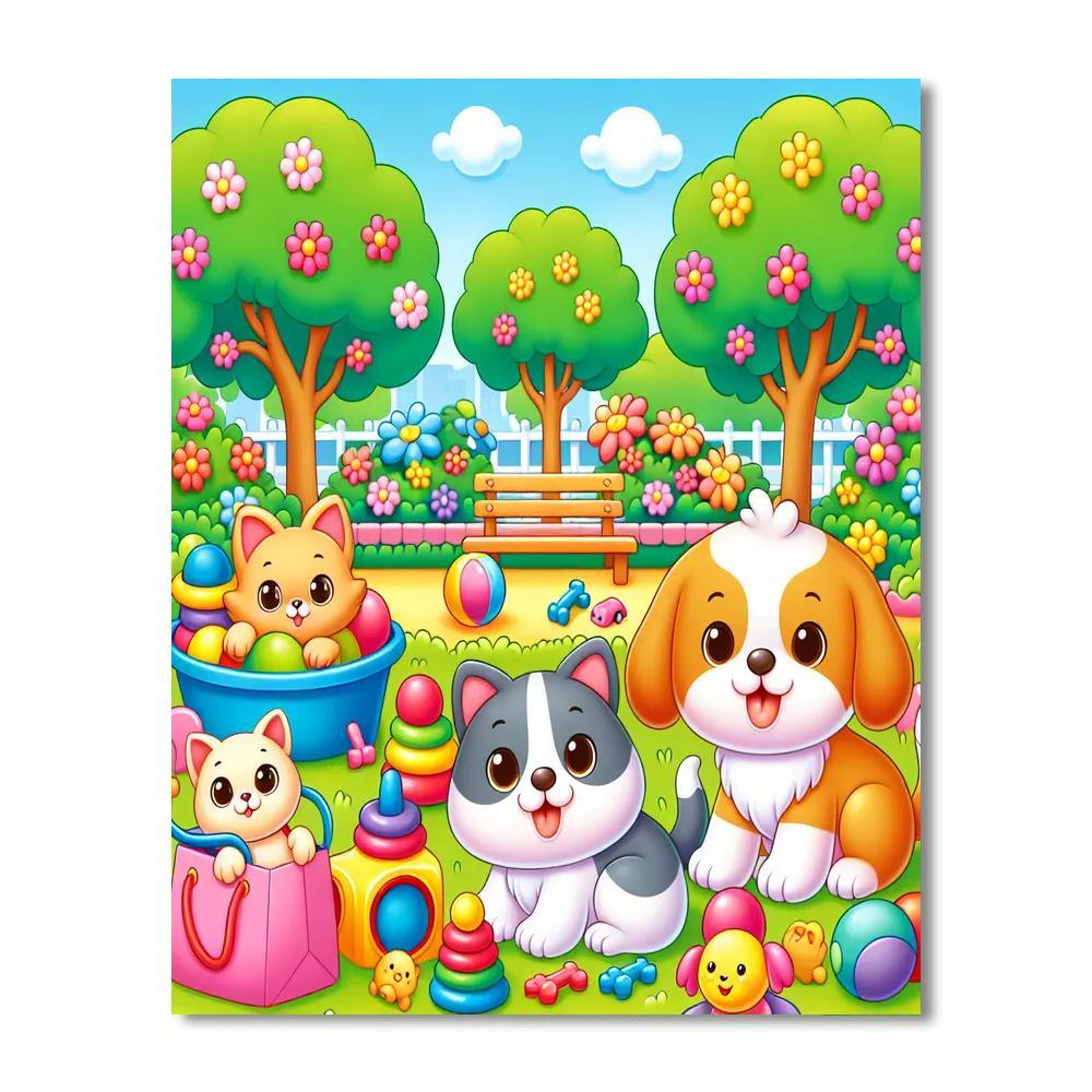 Adorable Pet Playground Paint By Number