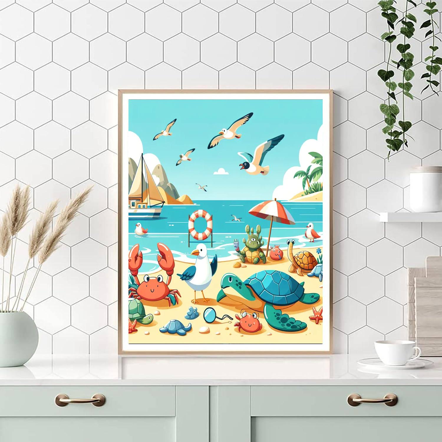 Splendid Seaside Safari Painting Number Kit