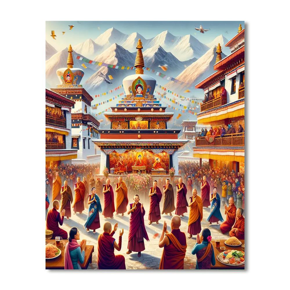 Losar Festival - Dharamshala Number Painting