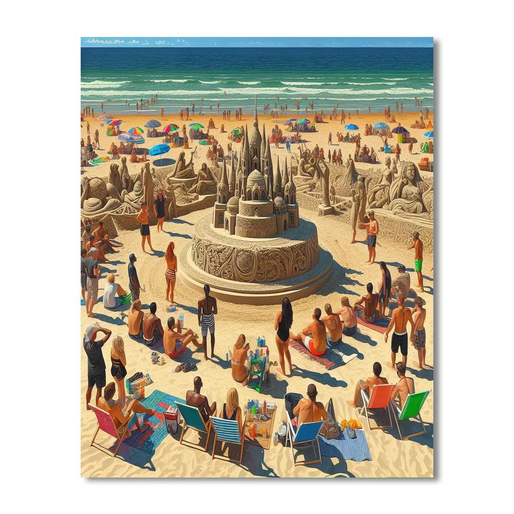 Sandcastle Competition At Fulong Beach - Taiwan DIY Paint By Numbers