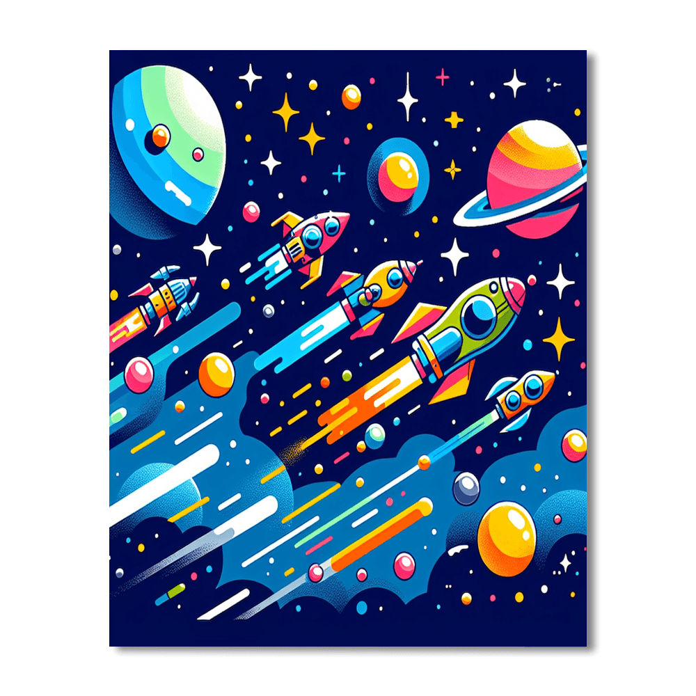 Space Race Rally Painting Number Kit