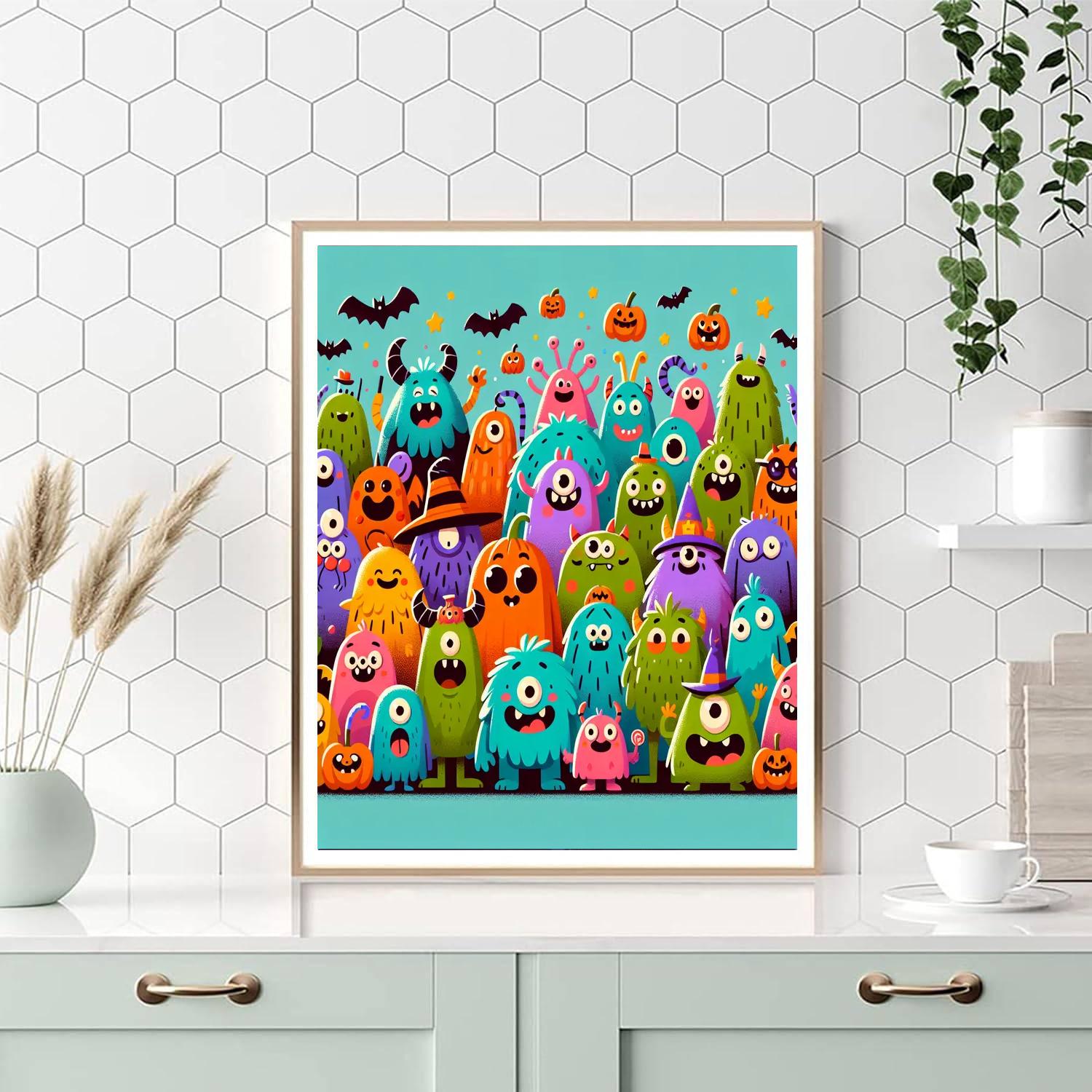 Spooky Yet Silly Monsters Painting Number Kit