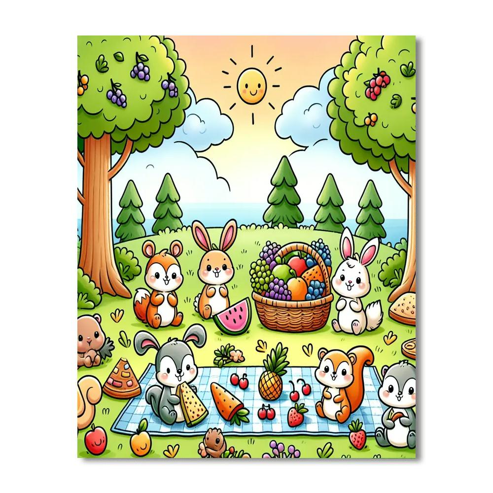 Merry Woodland Picnic Numbered Painting Kits