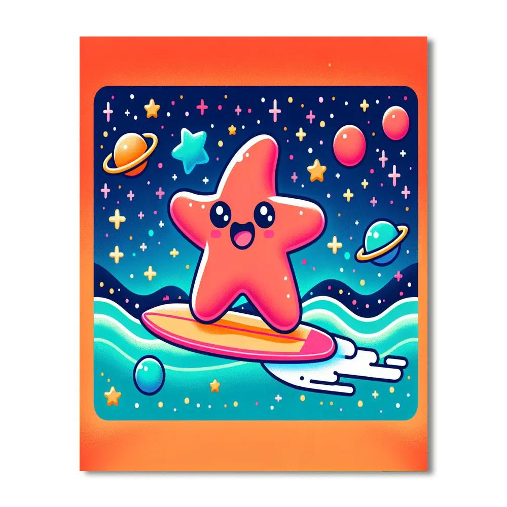 Space Surfer Starfish Number Painting