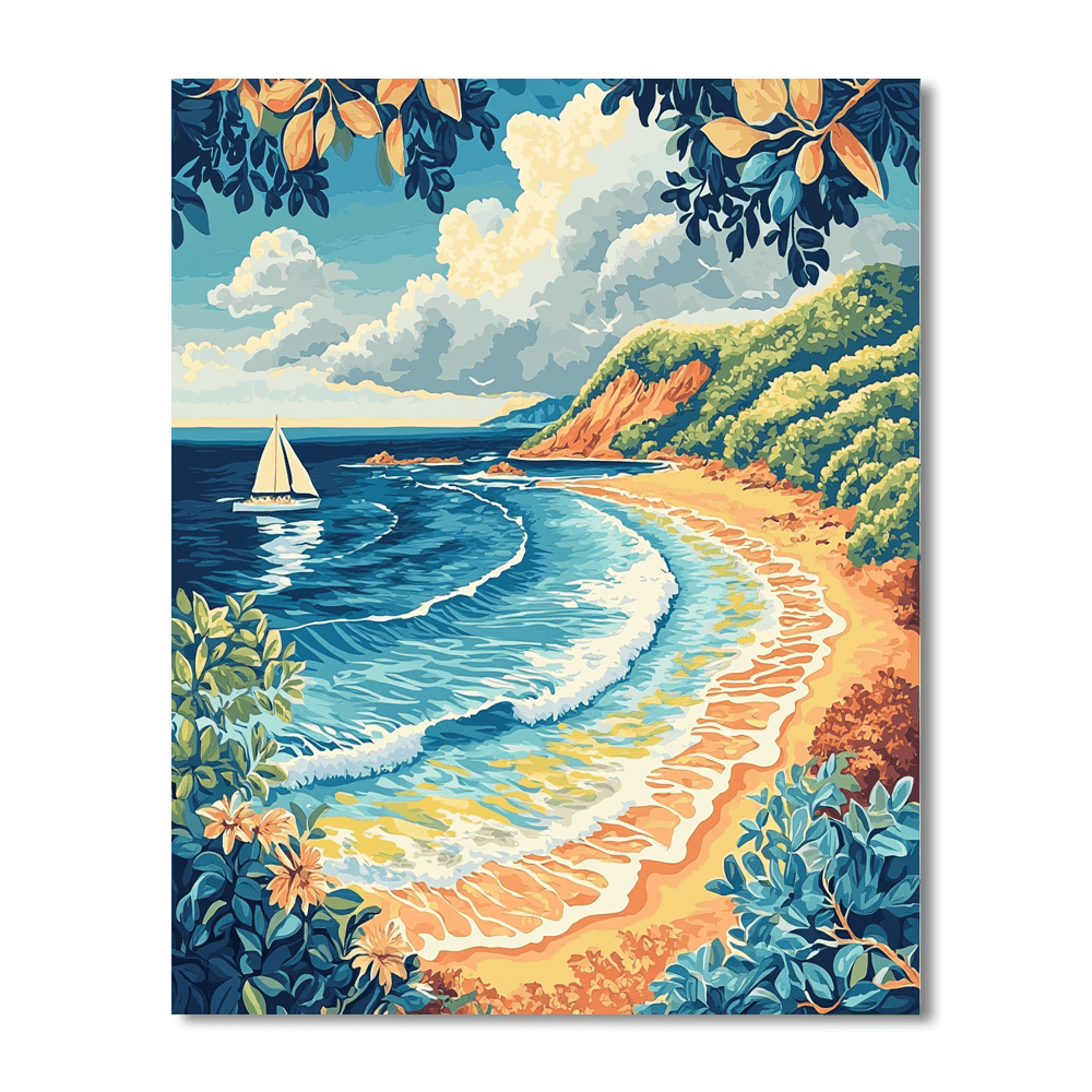 Vintage Travel Poster Style Inspired Retro Ocean Adventure  Paint By Numbers Kits
