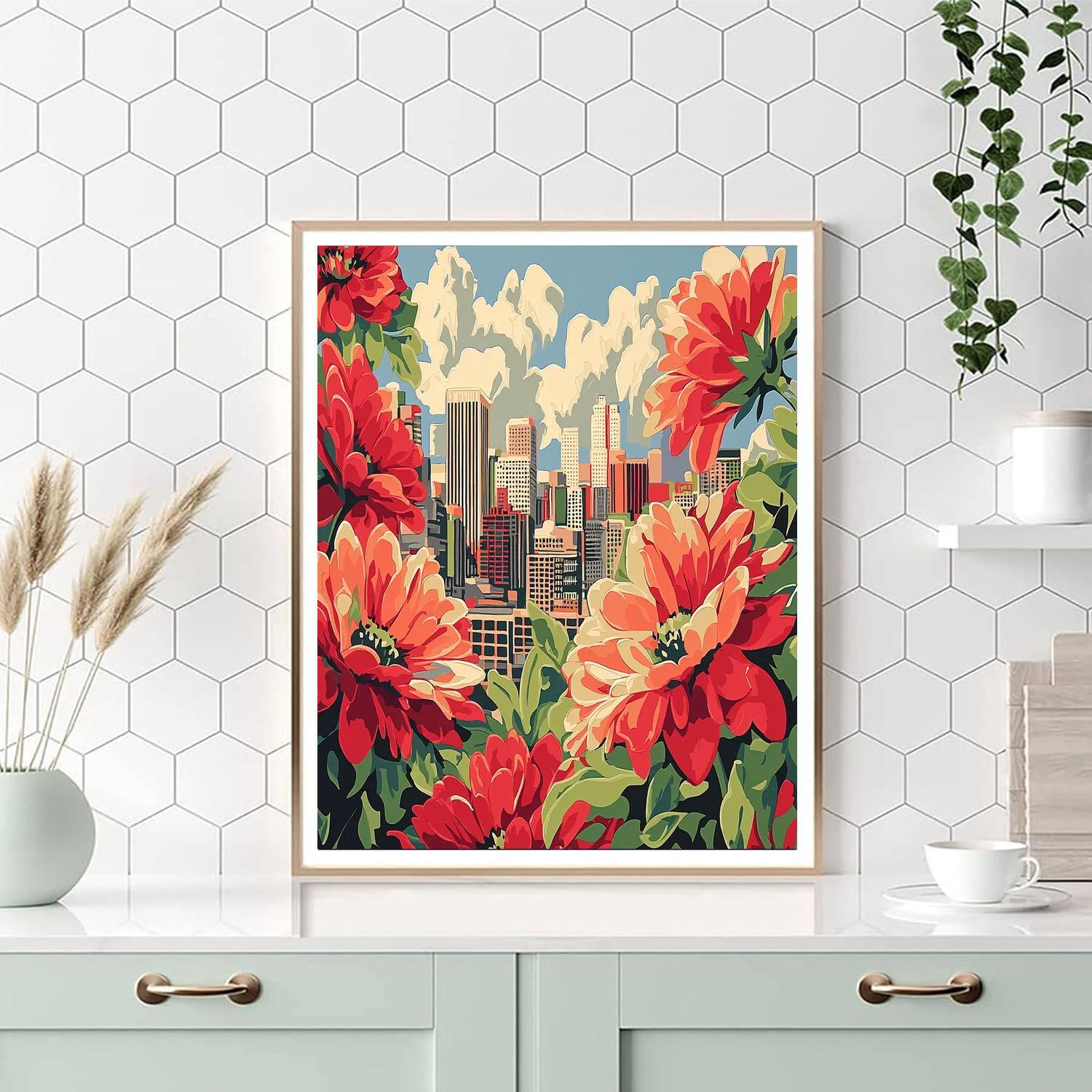 Georgia O’Keeffe Inspired Vibrant City Blooms  Painting By Numbers Kit