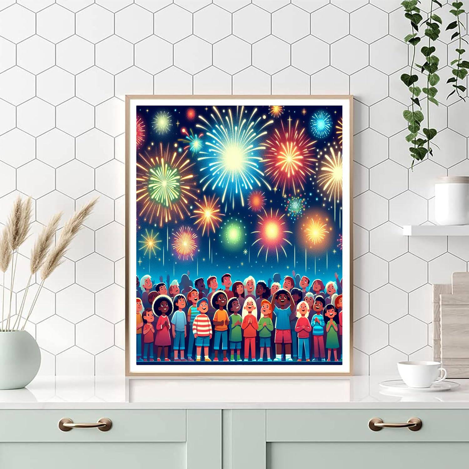 Festive Fireworks Celebration Painting By Numbers Kit
