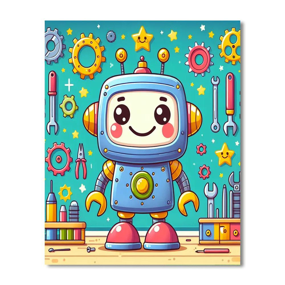Friendly Robot Invention Number Painting