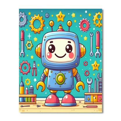 Friendly Robot Invention Number Painting