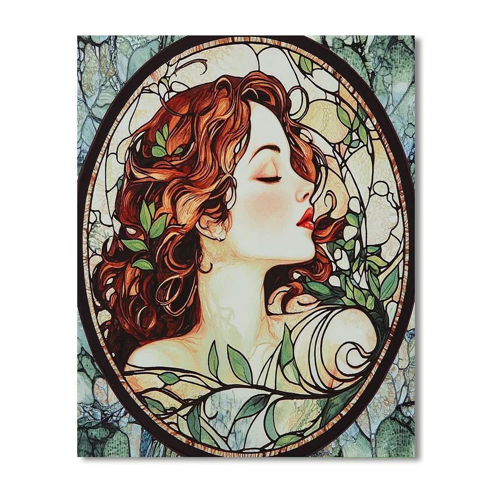 Alphonse Mucha Inspired Nature's Muse Throw Pillows  Paint By Color