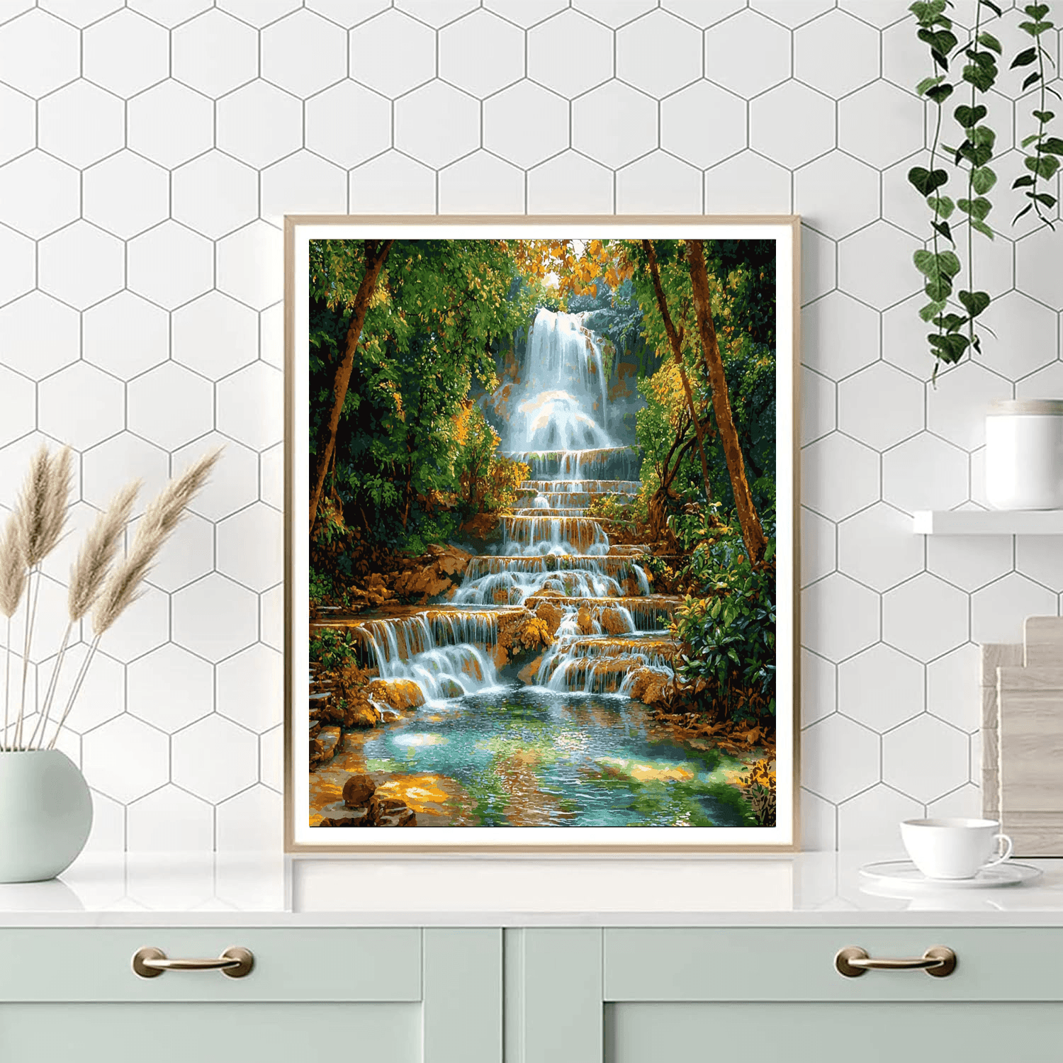 Erawan Waterfalls - Thailand Number Painting