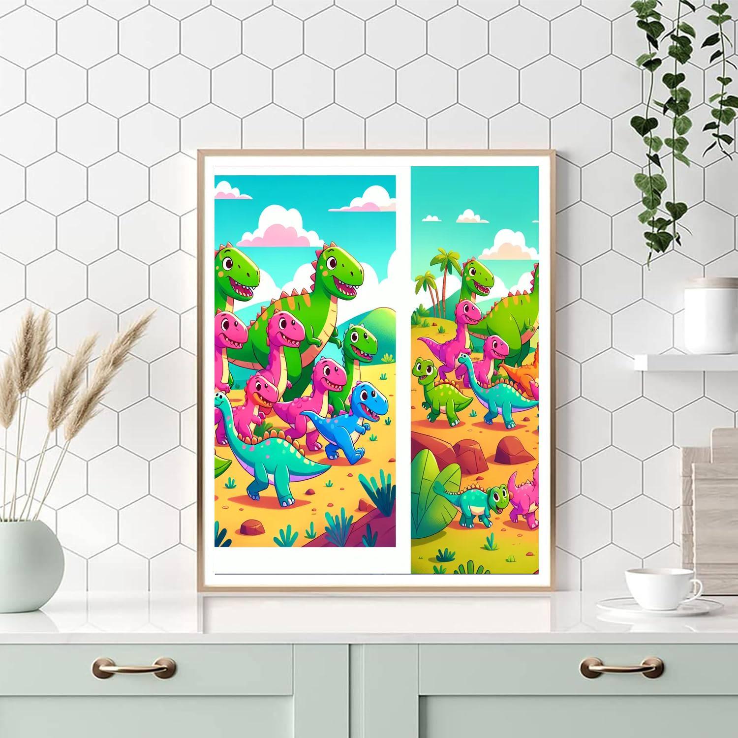 Happy Dinosaur Parade Paint By Numbers Art