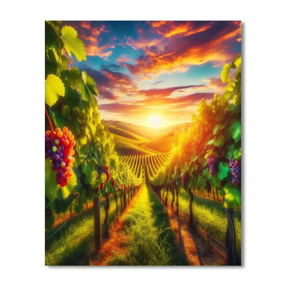 Sunlit Vineyard Romance Numbered Painting Kits
