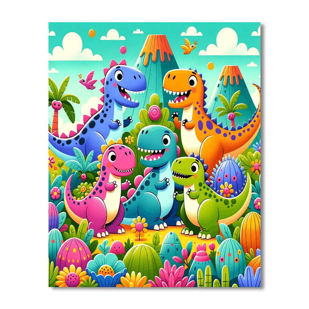 Adventurous Dinosaur Safari Number Painting