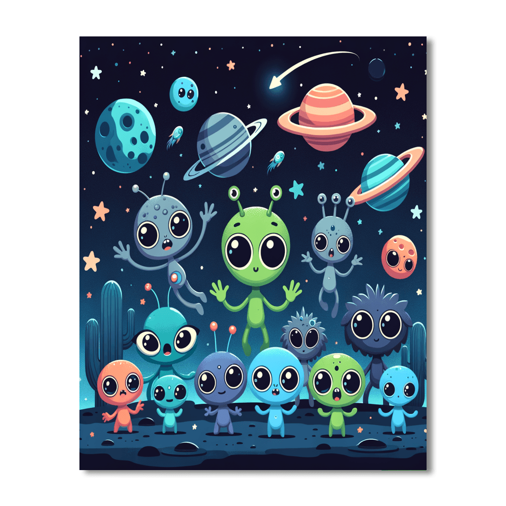 Funny Space Aliens Numbered Painting Kits