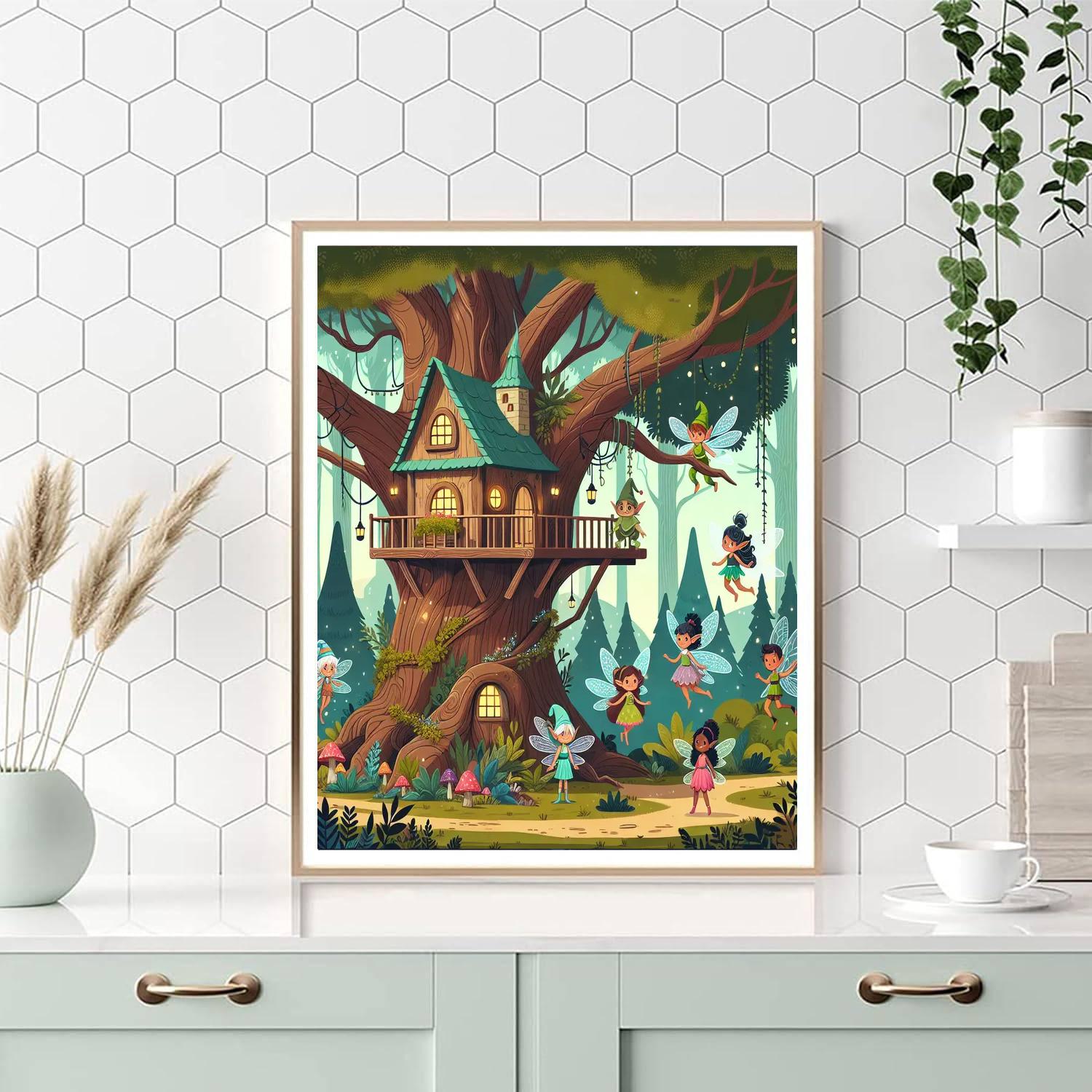 Fantasy Treehouse Kingdom Paint By Numbers Art