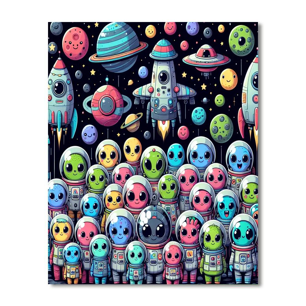 Space Aliens Painting By Numbers Kit