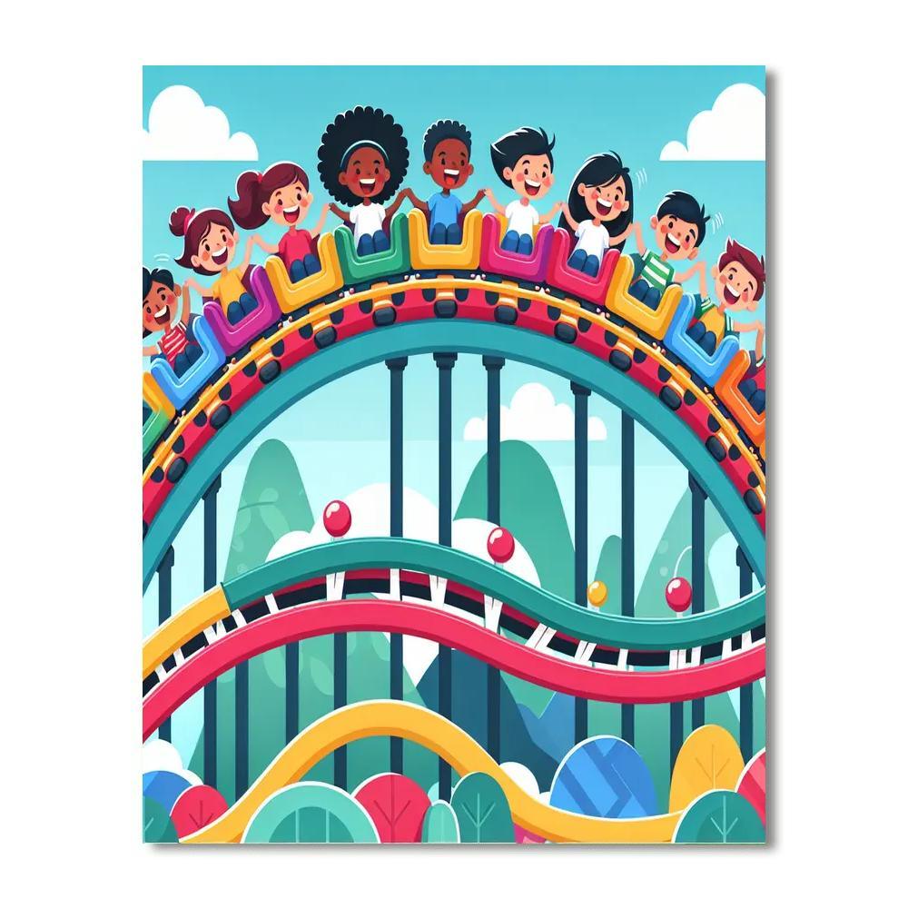 Rainbow Roller Coaster Painting Number Kit
