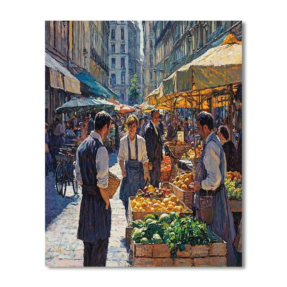 Gustave Caillebotte Inspired Harmony In A Vibrant Market  Paint By Color