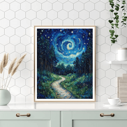 Vincent Van Gogh Inspired Starry Woodland Paths  Painting By Numbers Kit