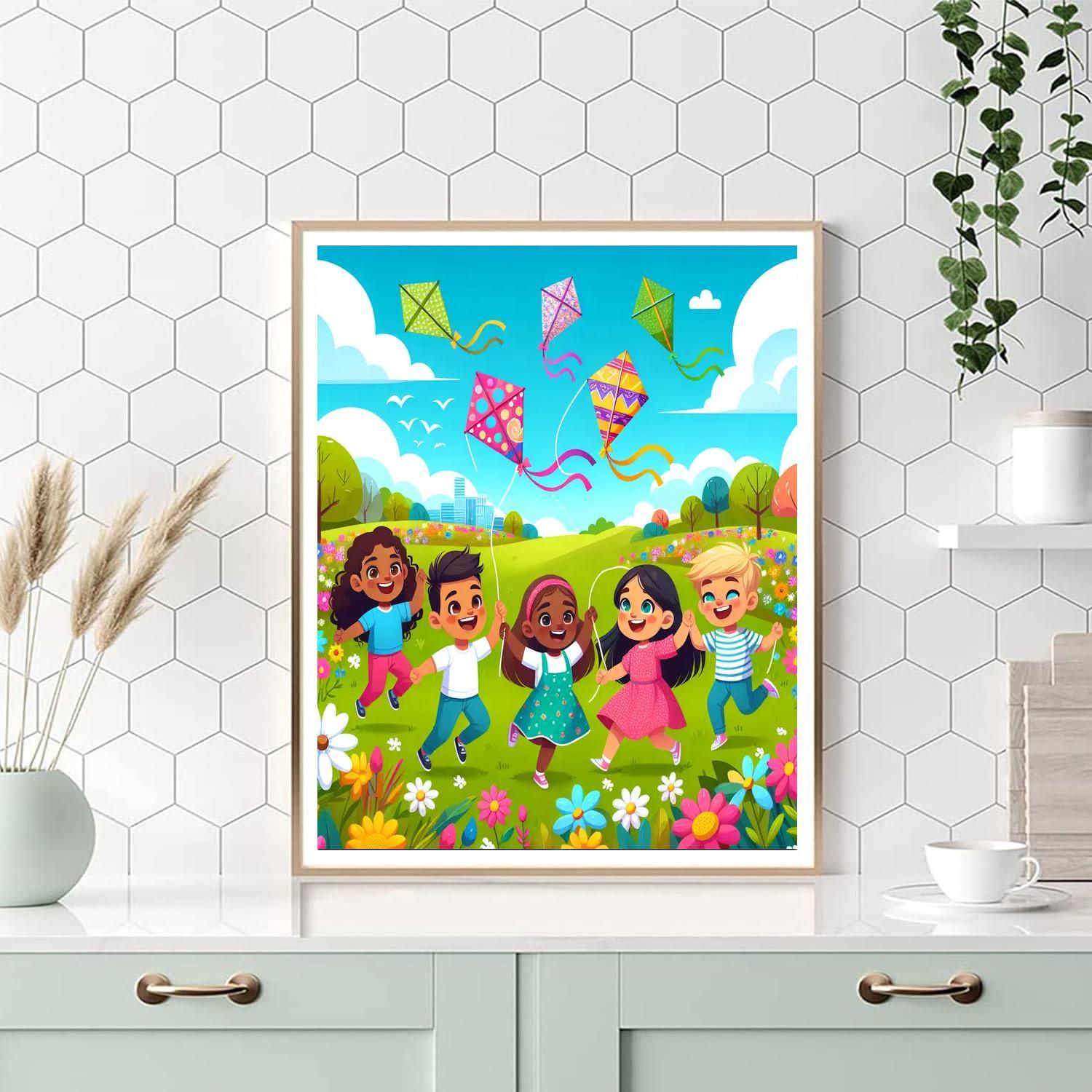 Bouncy Adventure With Kites Painting By Numbers Kit