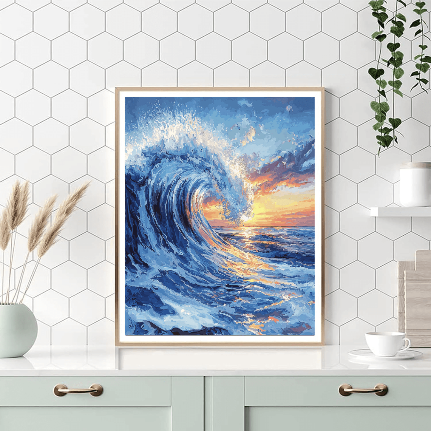 Katsushika Hokusai Inspired Waves Of Tranquility  Painting By Numbers Kit
