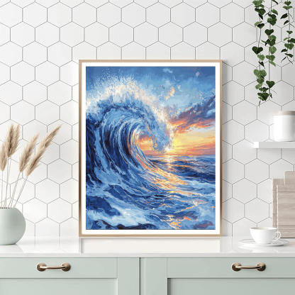 Katsushika Hokusai Inspired Waves Of Tranquility  Painting By Numbers Kit
