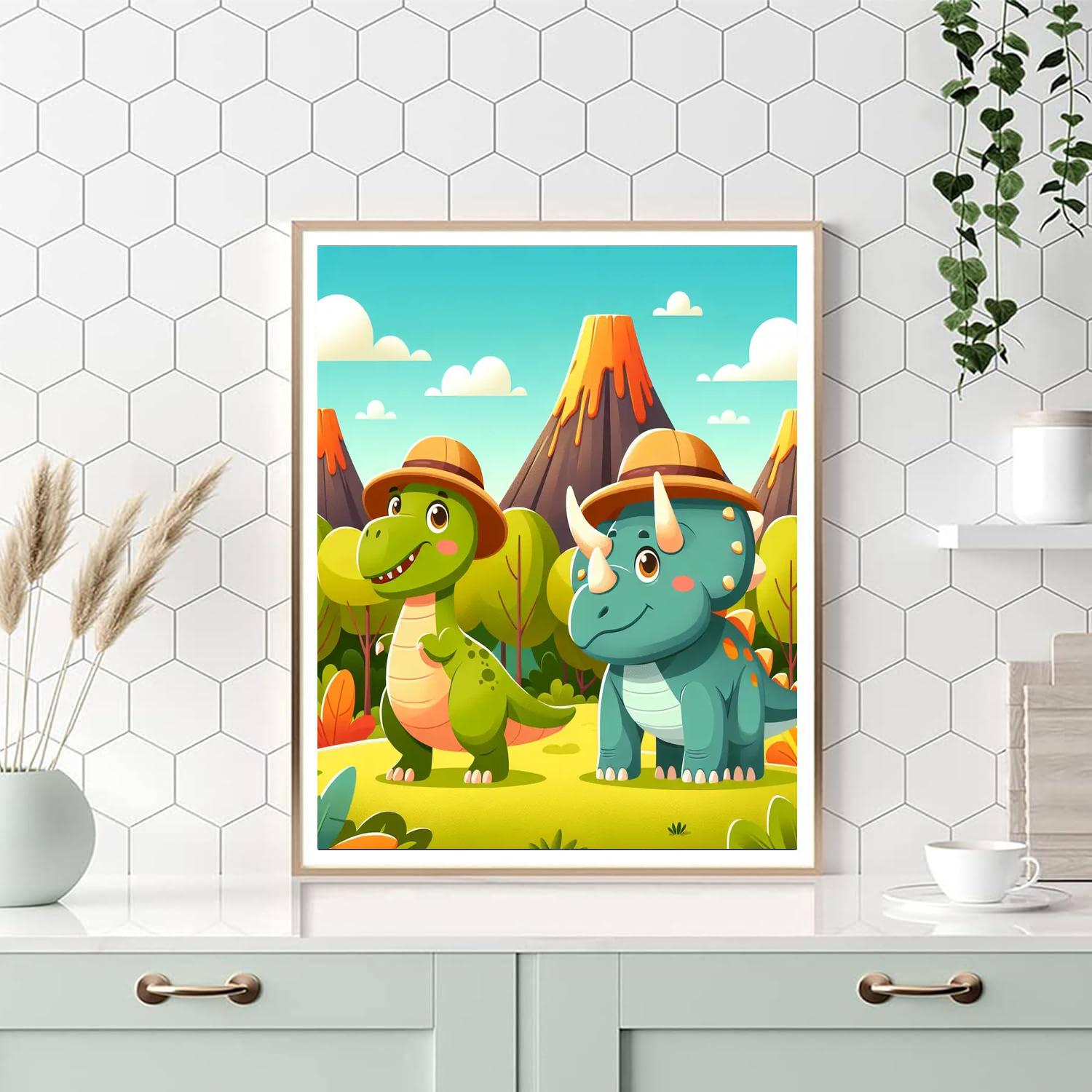 Dinosaurs On Safari Numbered Painting Kits