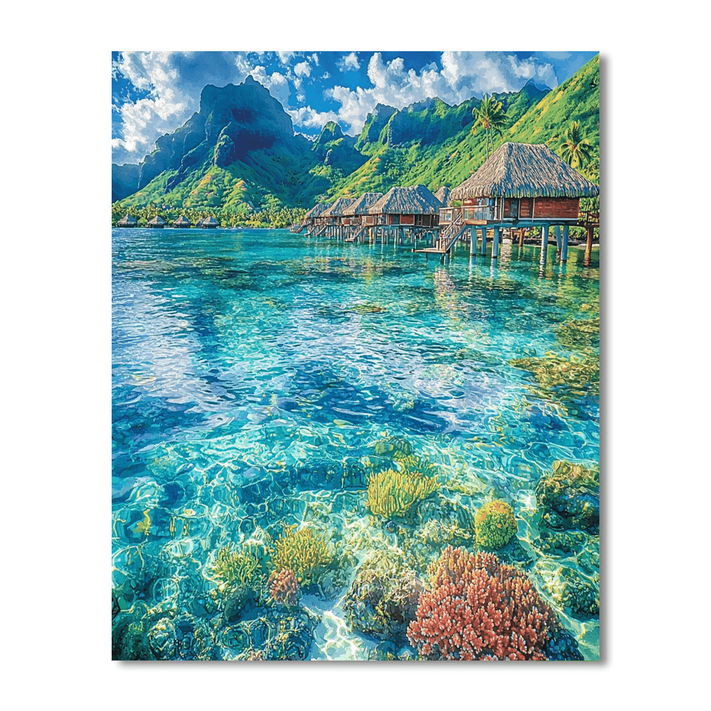 Bora Bora Lagoon - French Polynesia Numbered Painting Kits