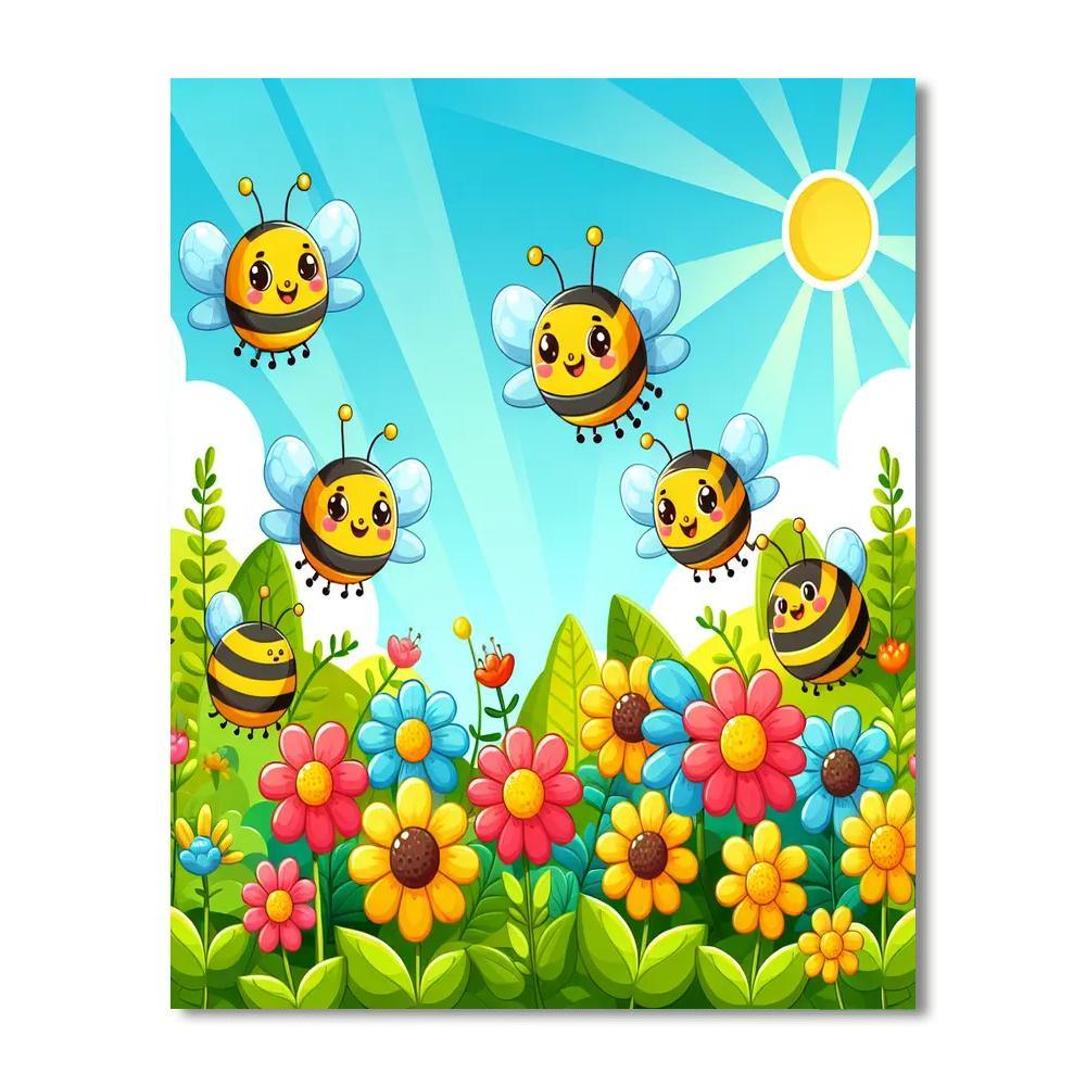 Bouncing Bumblebees Number Painting