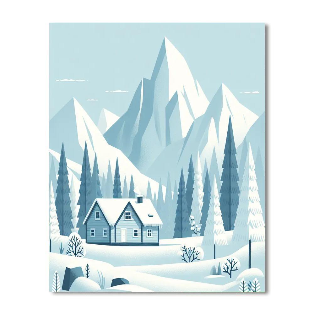 Nordic Winter Retreat Number Painting