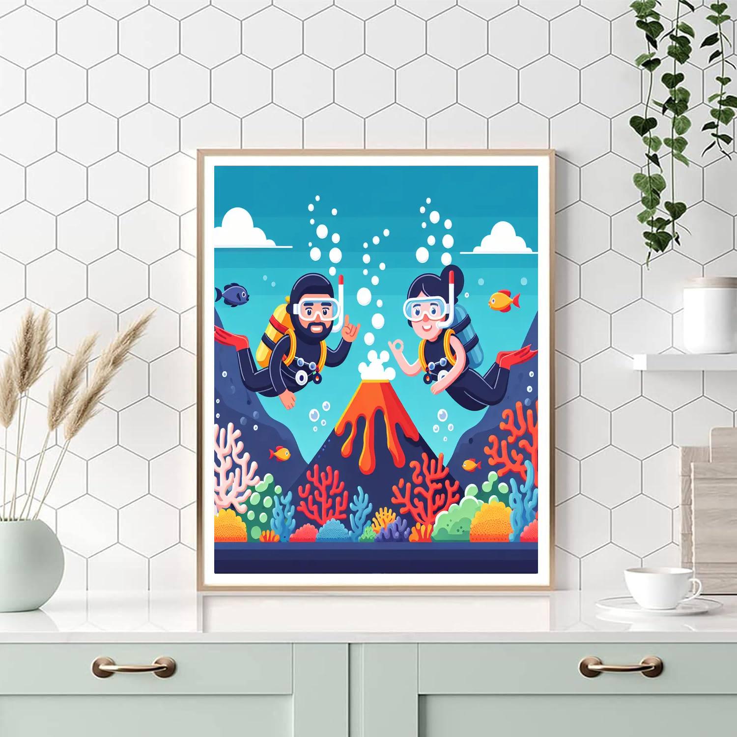 Undersea Volcano Adventure Painting By Numbers Kit