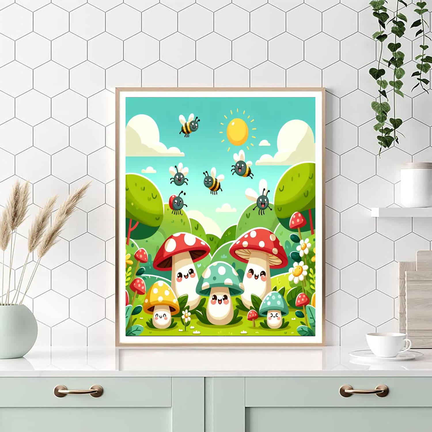 Merry Mushroom Meadow Paint By Number