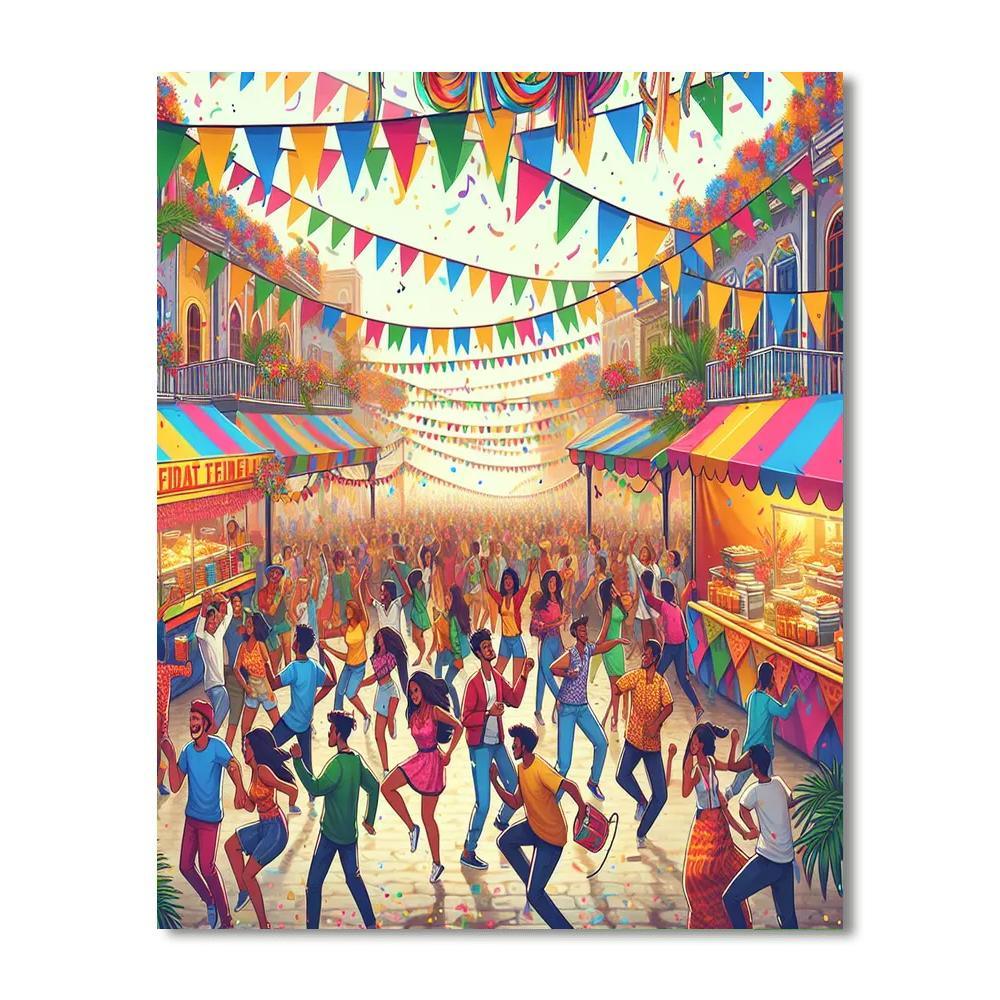 Lively Street Festival Painting By Numbers Kit