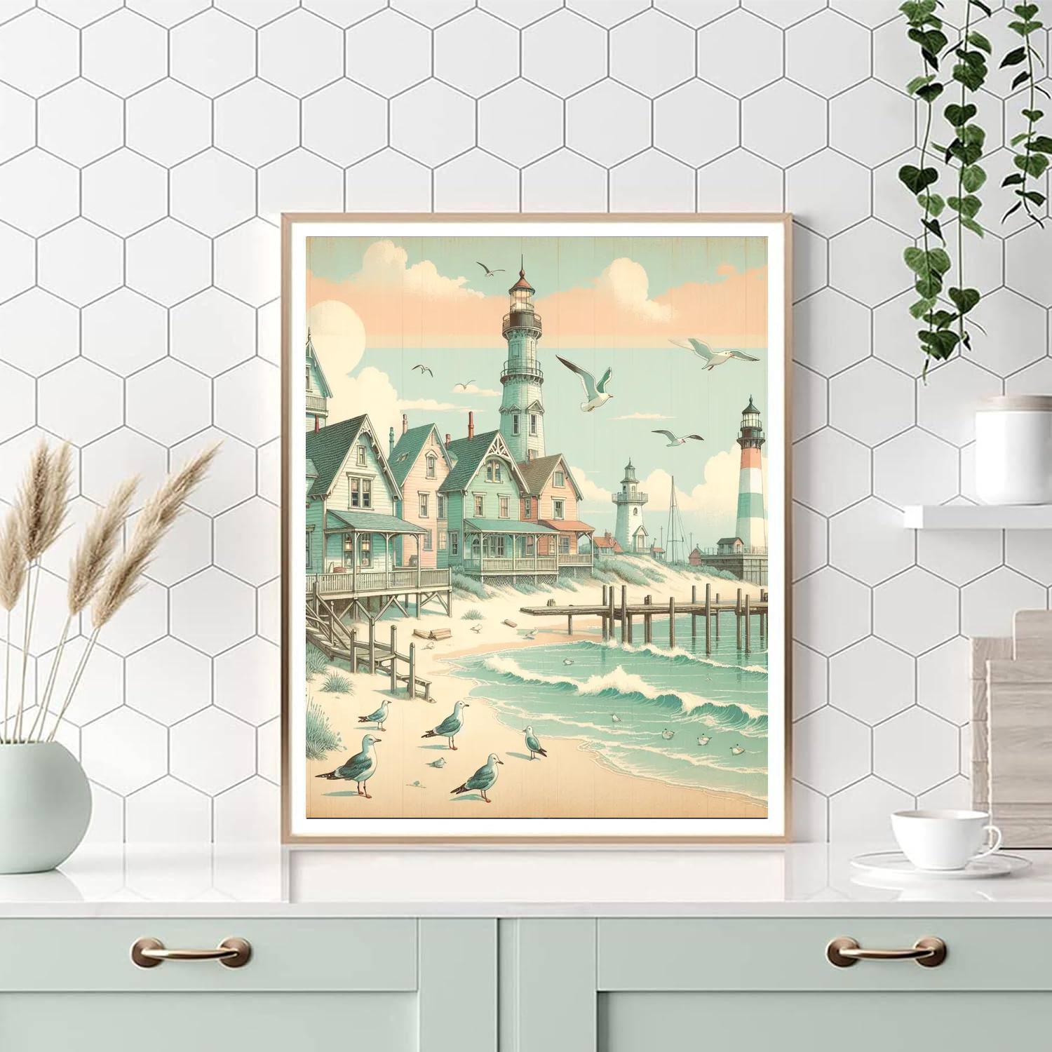 Vintage Coastal Escape Paint By Numbers Art