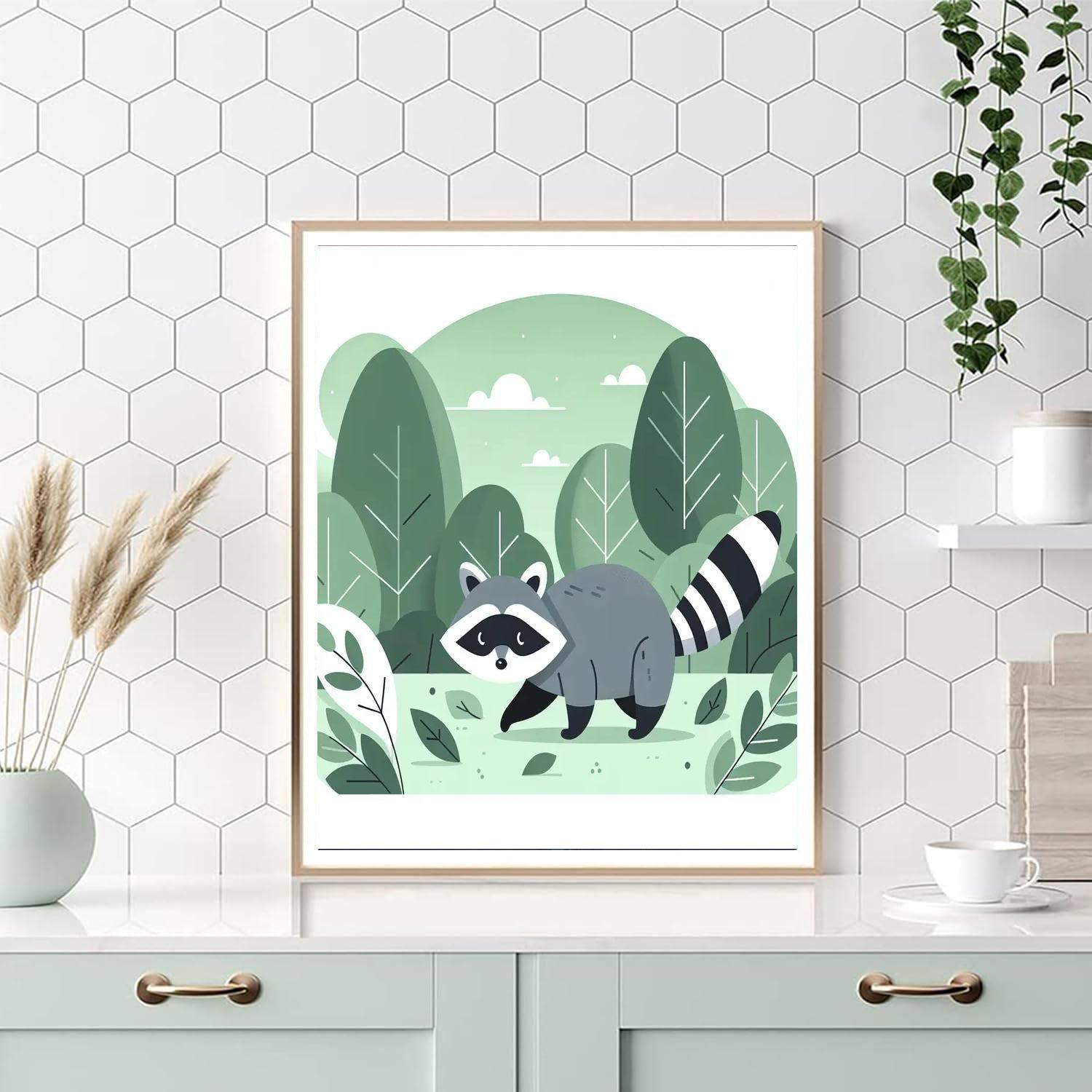 Radiant Raccoon Rendezvous Number Painting