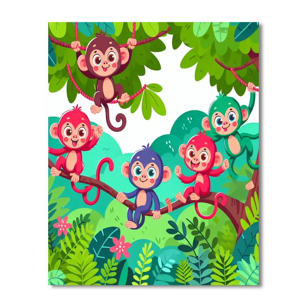 Adventurous Monkeys Number Painting