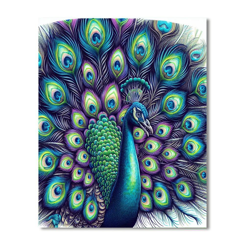 Peacock Plume Majesty DIY Paint By Numbers