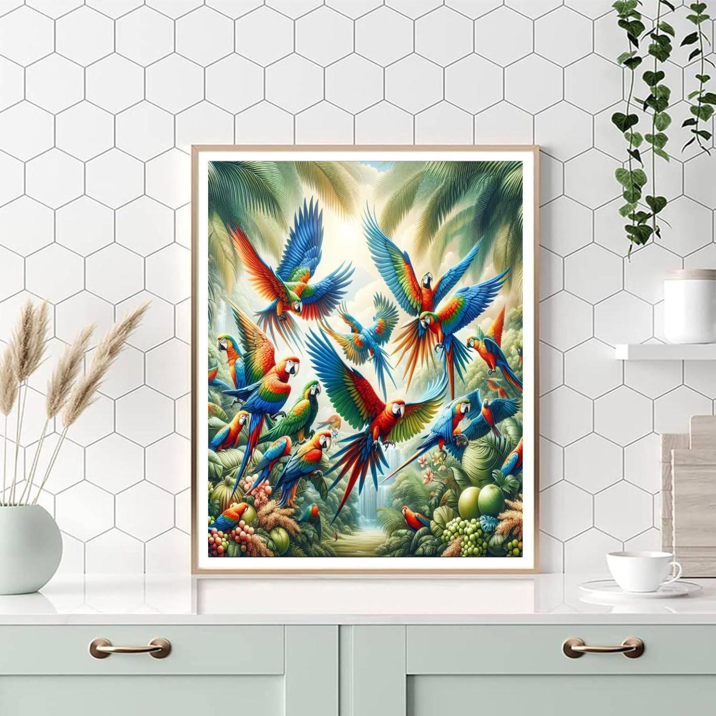 Fiery Fiesta Parrots Paint By Number