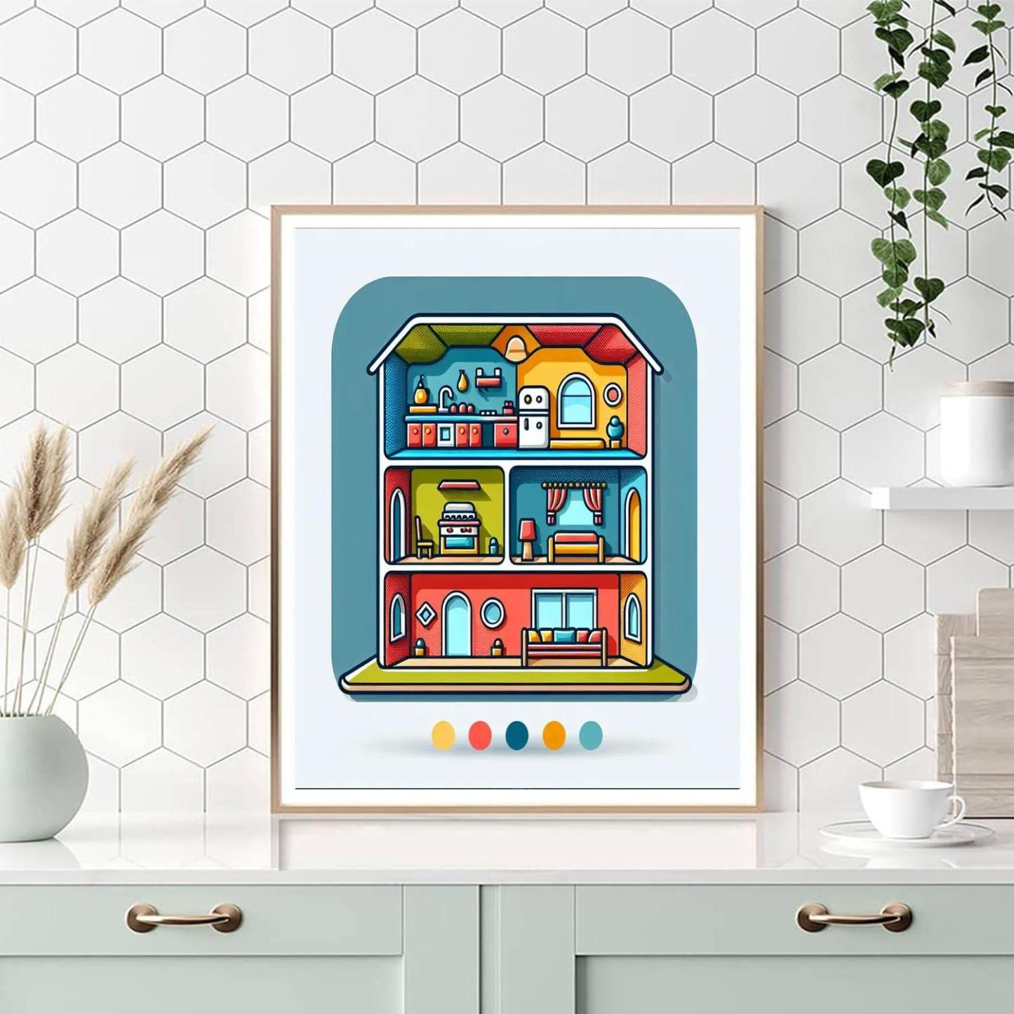 Dreamy Dollhouse DIY Paint By Numbers
