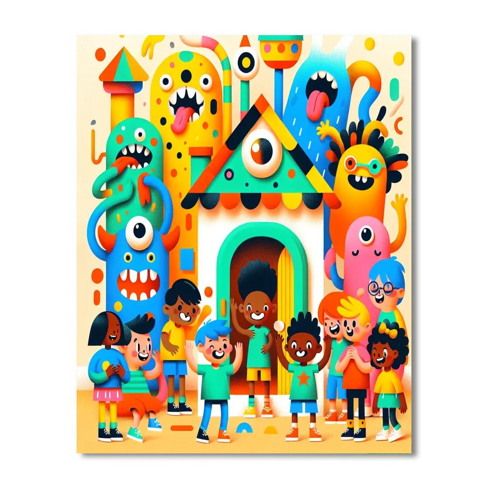 Silly Monster Funhouse Painting Number Kit