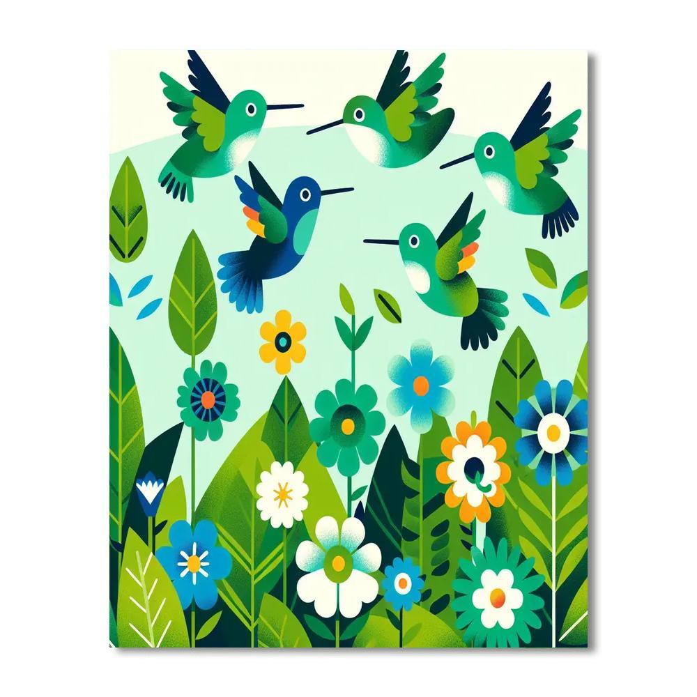 Harmony Of Hummingbirds Number Painting